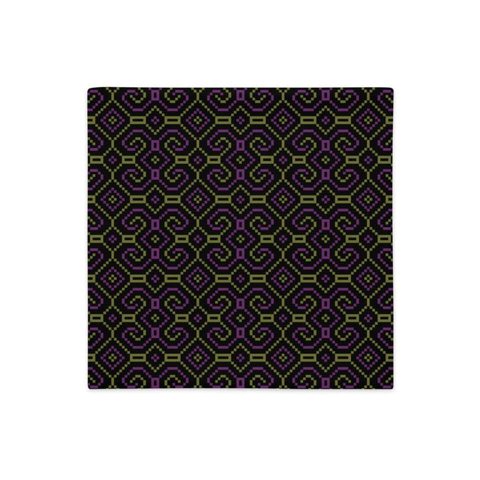 Shipibo - Conibo Cushion - Purple Olive on Black - symbolika