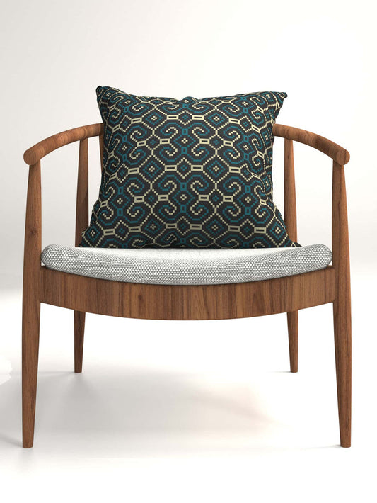 Shipibo - Conibo Cushion - Turquoise Beige on Black - symbolika