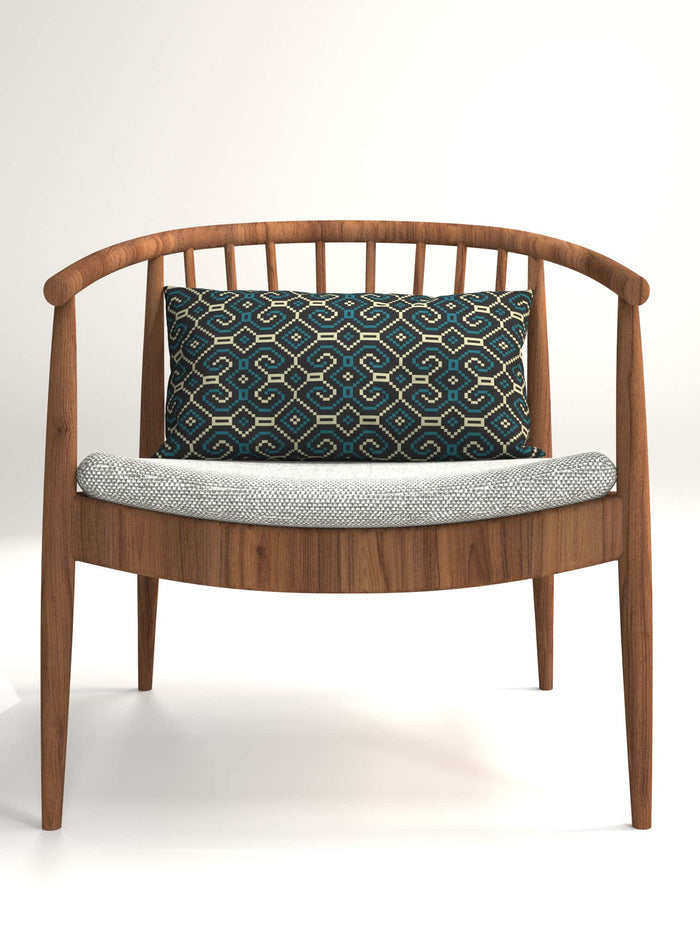 Shipibo - Conibo Cushion - Turquoise Beige on Black - symbolika