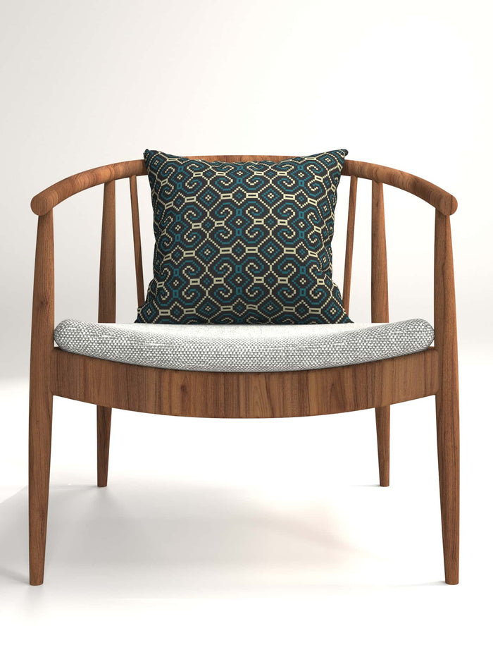 Shipibo - Conibo Cushion - Turquoise Beige on Black - symbolika