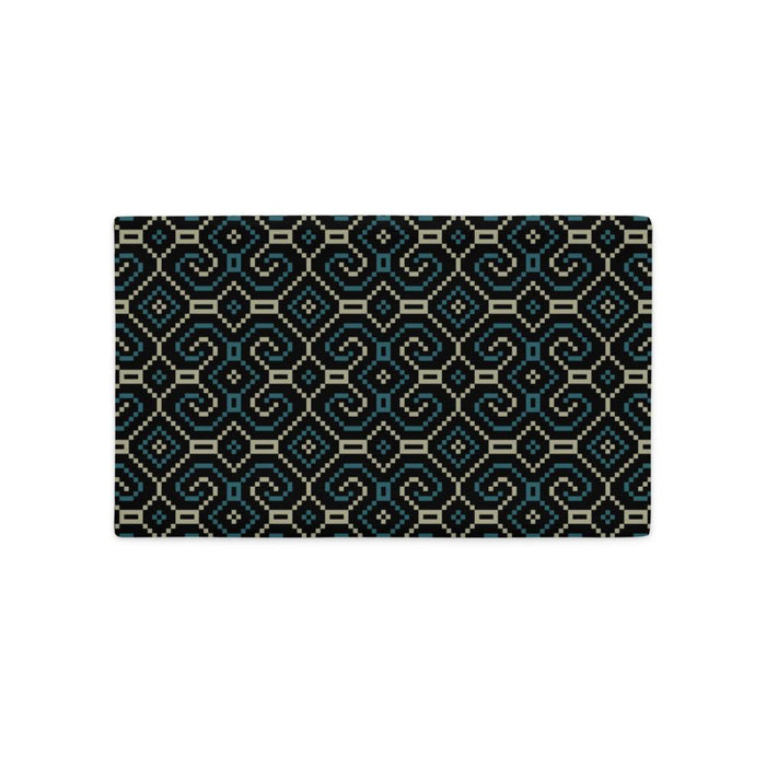 Shipibo - Conibo Cushion - Turquoise Beige on Black - symbolika
