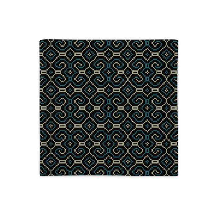 Shipibo - Conibo Cushion - Turquoise Beige on Black - symbolika