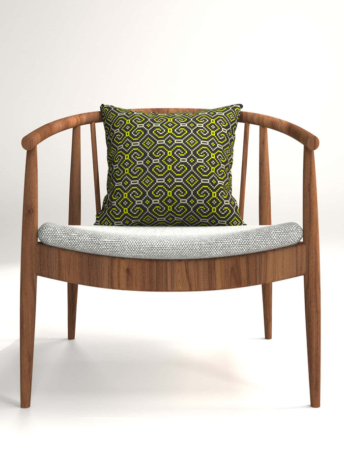 Shipibo - Conibo Cushion - Yellow Beige on Black - symbolika