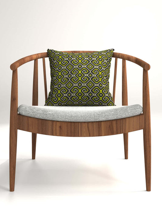 Shipibo - Conibo Cushion - Yellow Beige on Black - symbolika