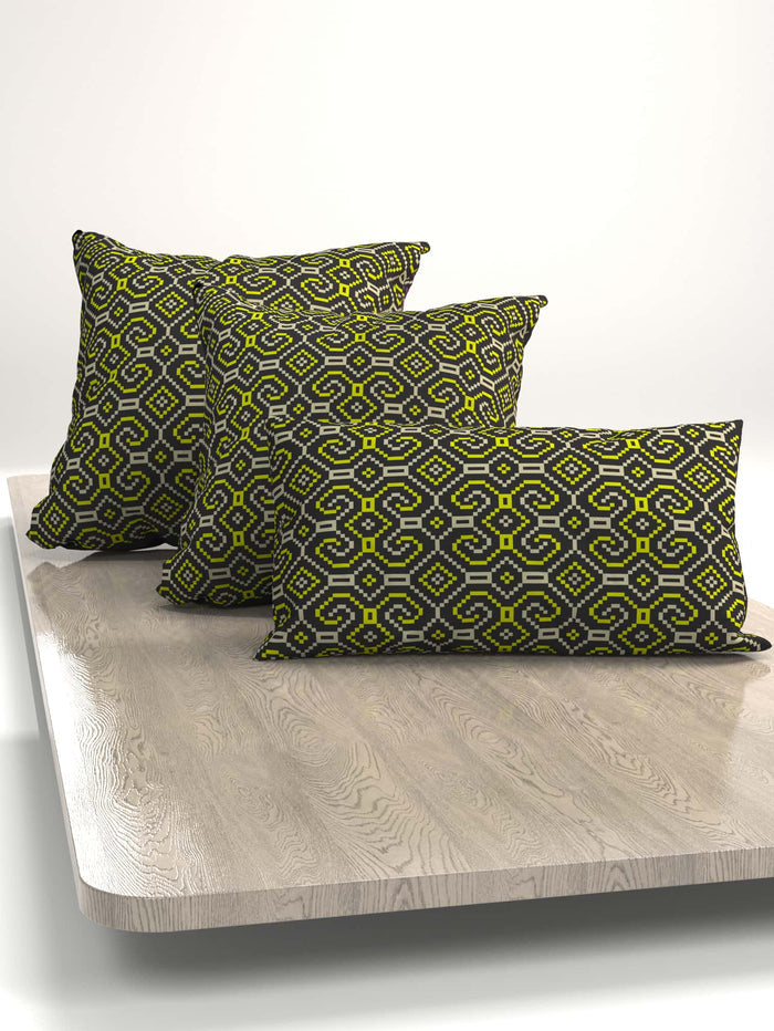 Shipibo - Conibo Cushion - Yellow Beige on Black - symbolika