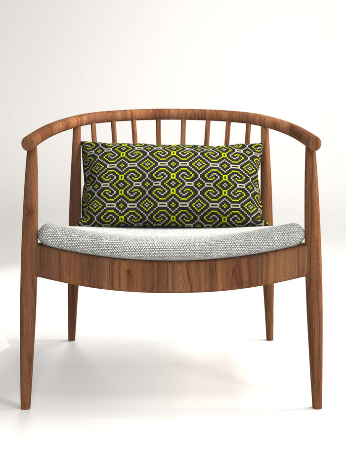 Shipibo - Conibo Cushion - Yellow Beige on Black - symbolika