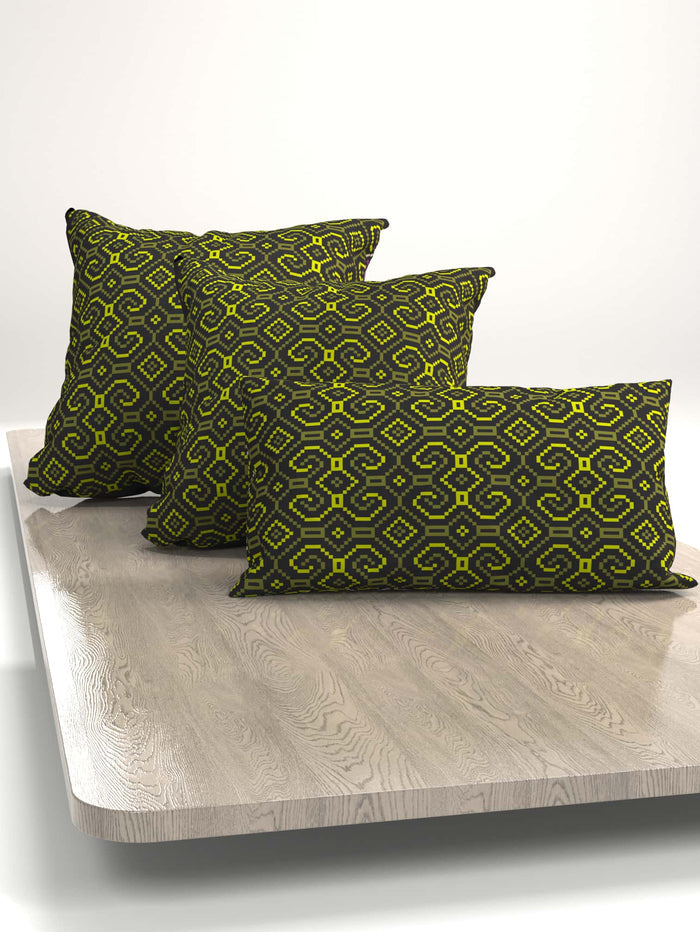 Shipibo - Conibo Cushion - Yellow Olive on Black - symbolika