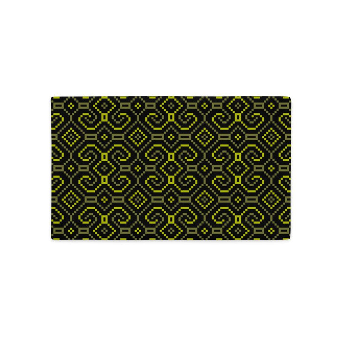 Shipibo - Conibo Cushion - Yellow Olive on Black - symbolika