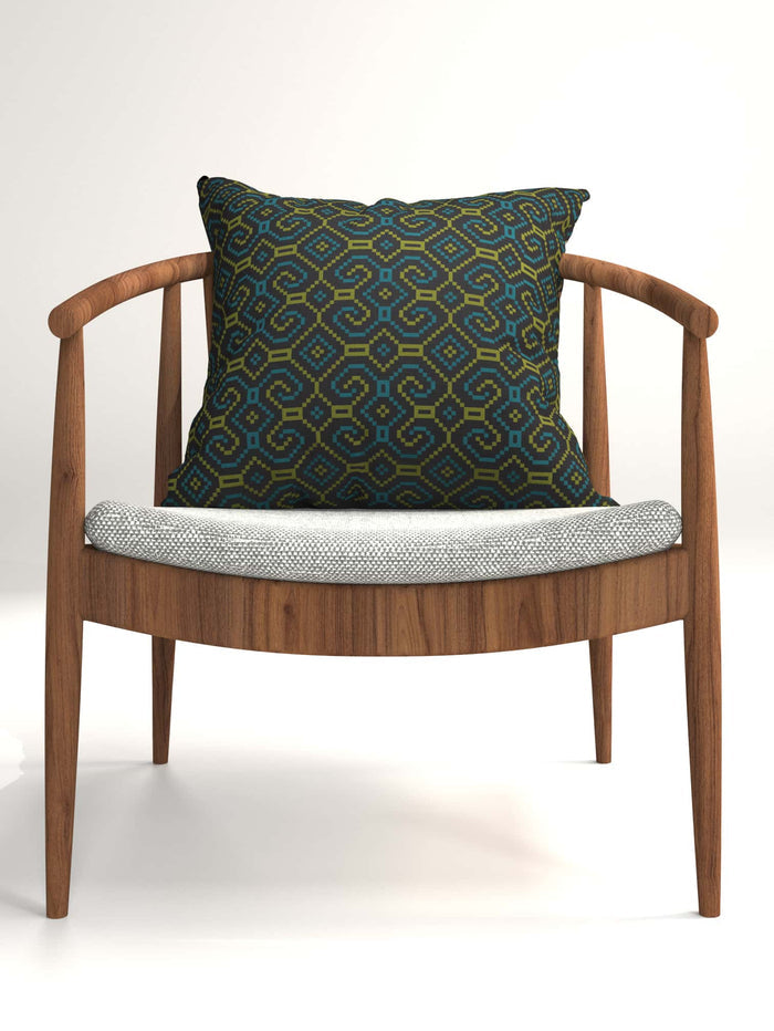 Shipibo - Conibo Cushion - Turquoise Olive on Black - symbolika