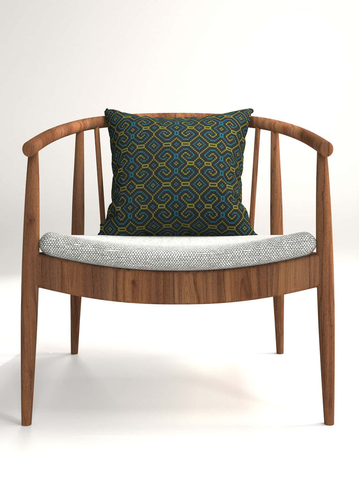 Shipibo - Conibo Cushion - Turquoise Olive on Black - symbolika