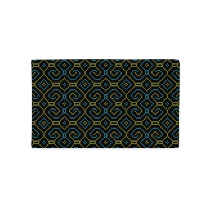 Shipibo - Conibo Cushion - Turquoise Olive on Black - symbolika