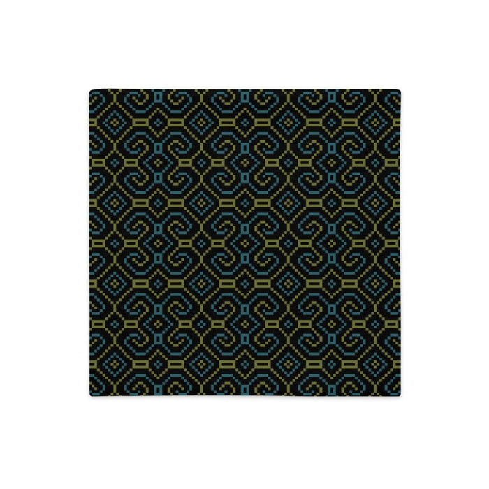 Shipibo - Conibo Cushion - Turquoise Olive on Black - symbolika
