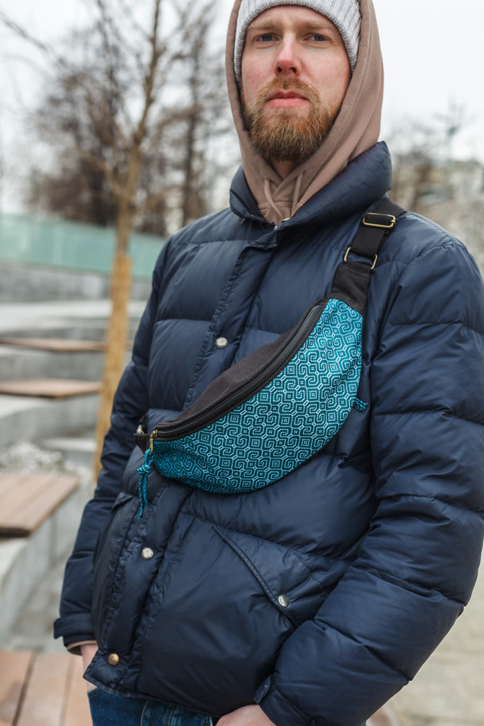 Shipibo-Conibo Emerald Fanny Pack - Black