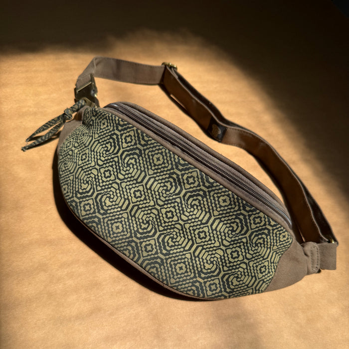 Shipibo Conibo Gradient Fanny Pack — Amazonian Kené Patterns Fanny Pack - Front View by Symbolika