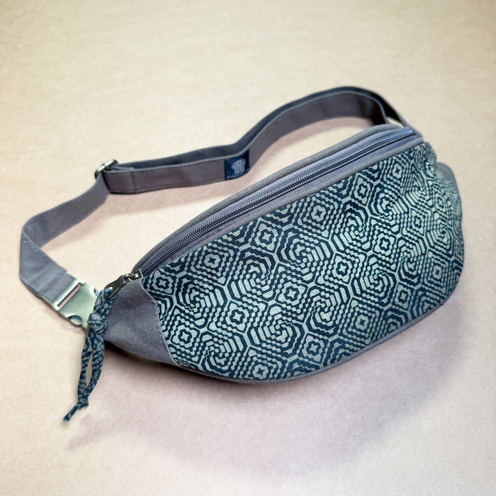Shipibo Conibo Gradient Fanny Pack — Amazonian Kené Patterns Fanny Pack - Detail Close-Up by Symbolika