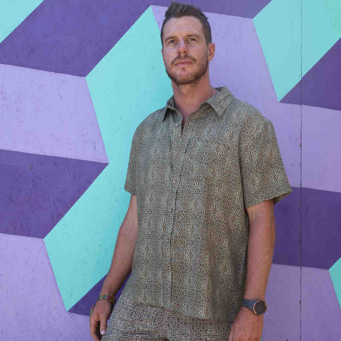 SHIPIBO CONIBO Half Sleeve Button Up Shirt - symbolika
