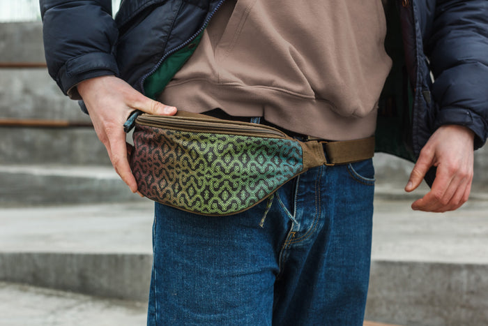 Shipibo Gradient Brown Fanny Pack - Khaki