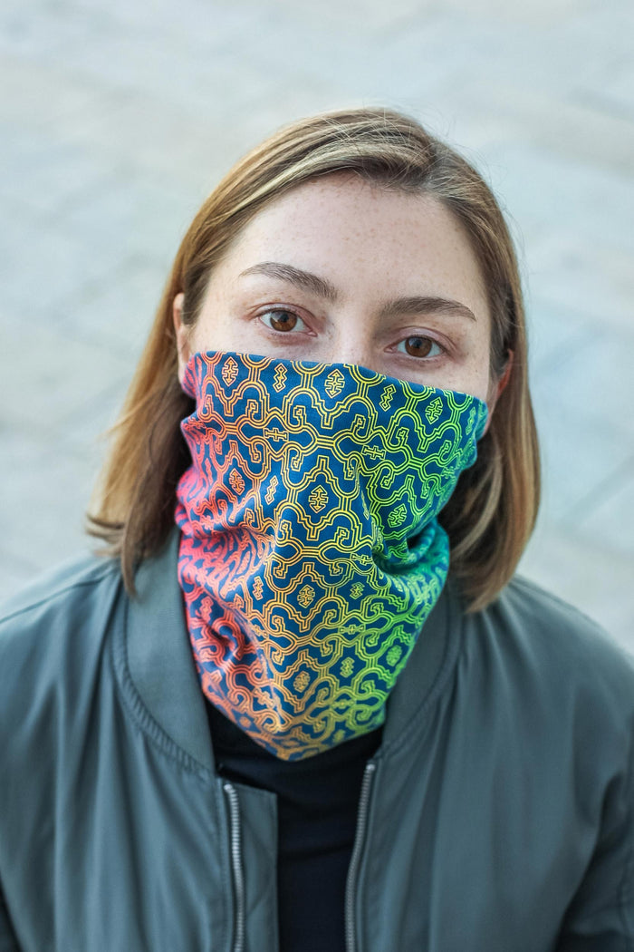 Shipibo Neck Gaiter — visionary art by Symbolika