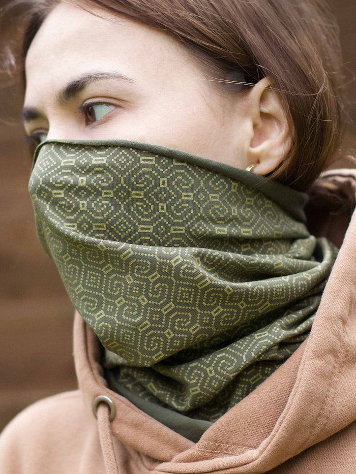 Shipibo Neck Gaiter Olive — Image 2 by Symbolika