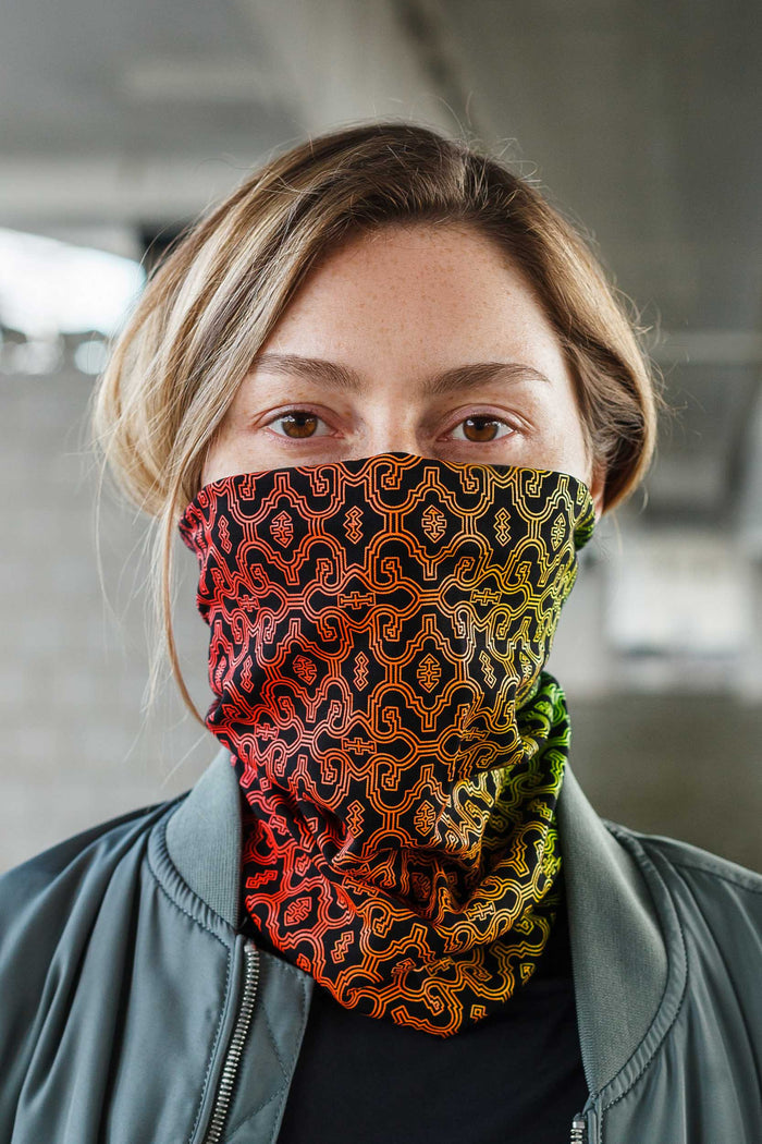 Shipibo Neck Gaiter Black — visionary art by Symbolika