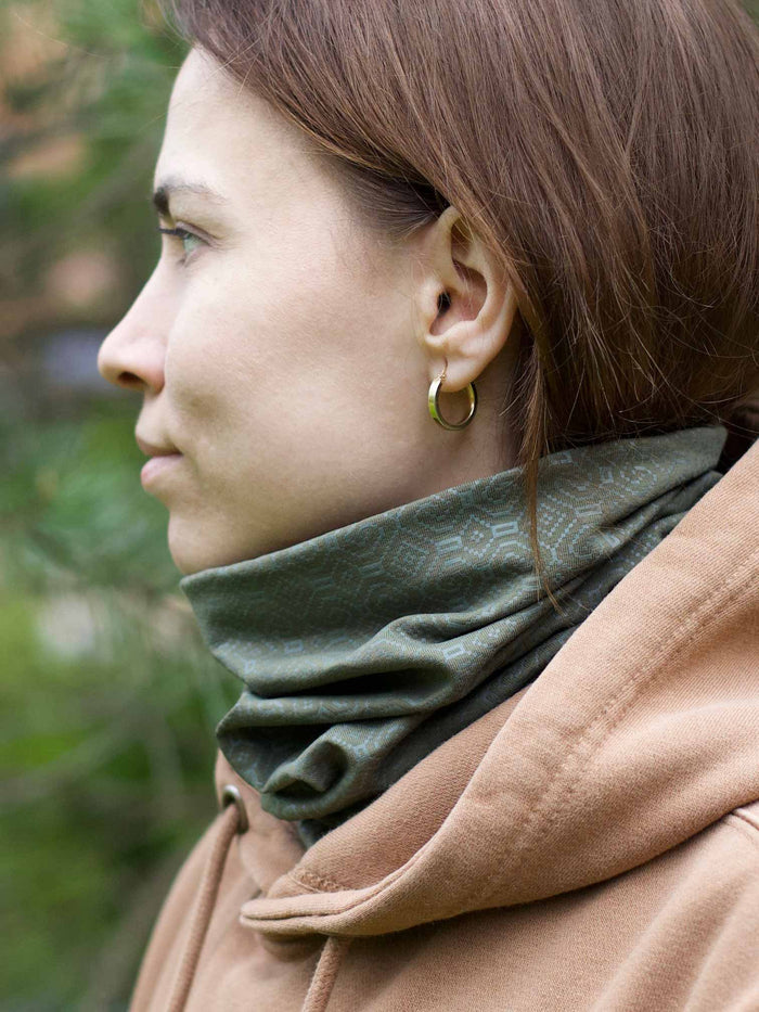 Shipibo Neck Gaiter Olive — Image 2 by Symbolika