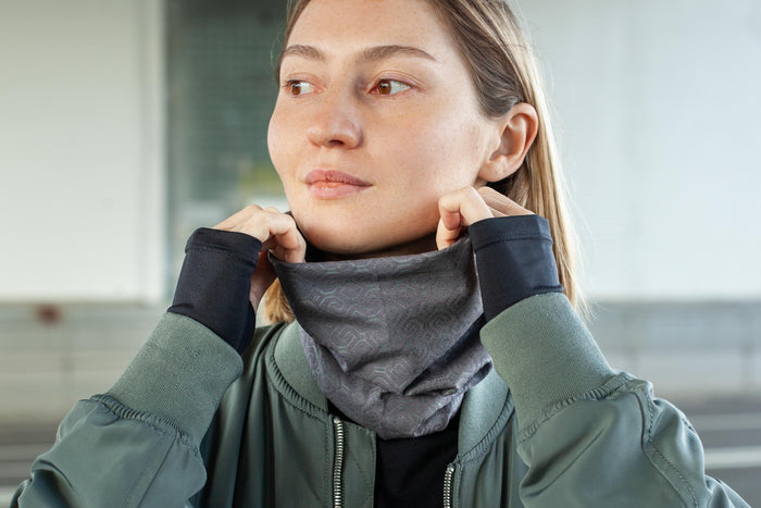 Shipibo Neck Gaiter Grey — Image 5 by Symbolika