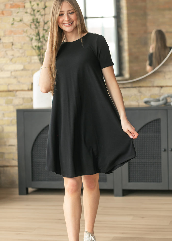 Short Sleeve A-Line Midi Dress FF Dresses