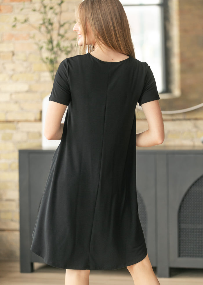 Short Sleeve A-Line Midi Dress FF Dresses
