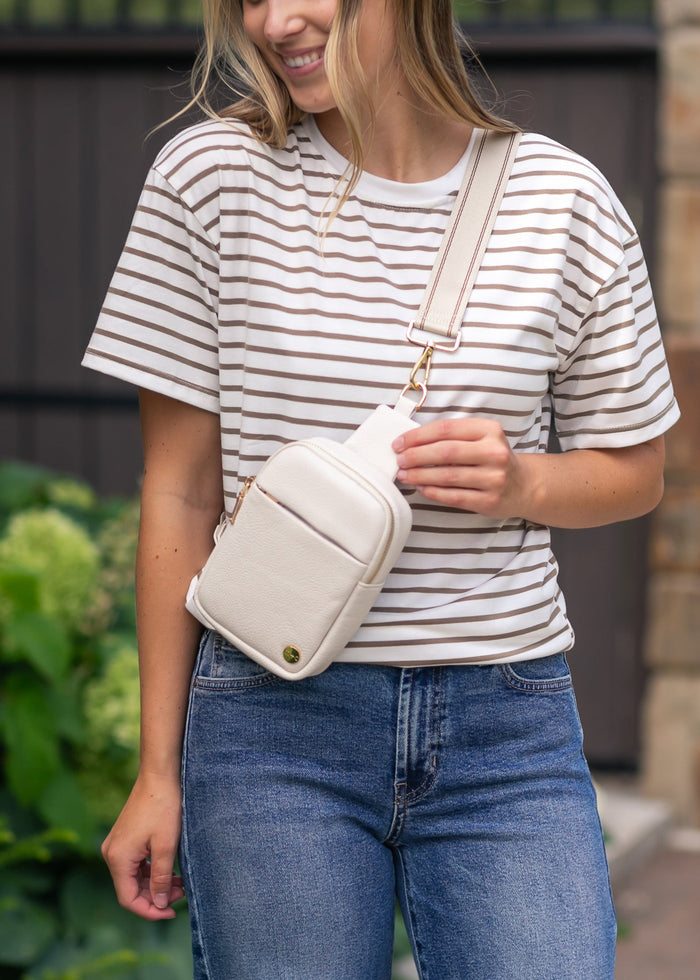 Short Sleeve Stripe Crewneck Tee FF Tops