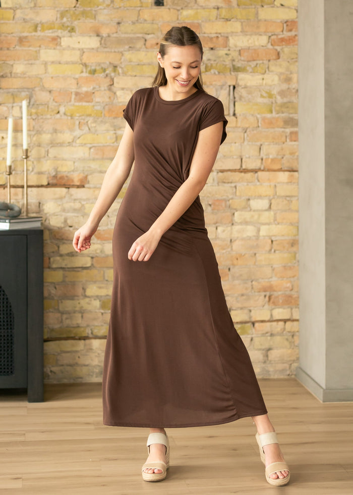 Short Sleeve Waist Detail Maxi Dress FF Dresses