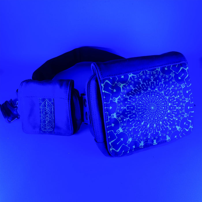 Shroom Hora Belt Bag — Psilocybin Mushroom Mandala Art Belt Bag - Front View by Symbolika