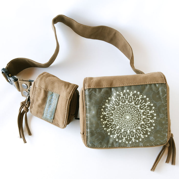 Shroom Hora Belt Bag — Psilocybin Mushroom Mandala Art Belt Bag - Back View by Symbolika