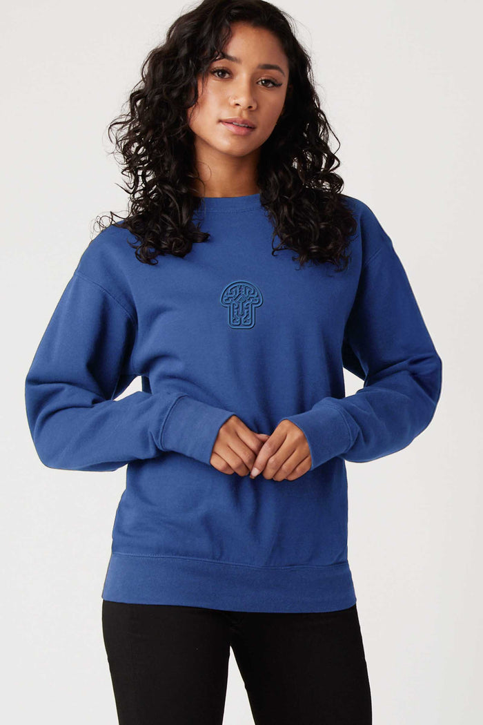 Shroom Sweatshirt Blue — visionary art by Symbolika