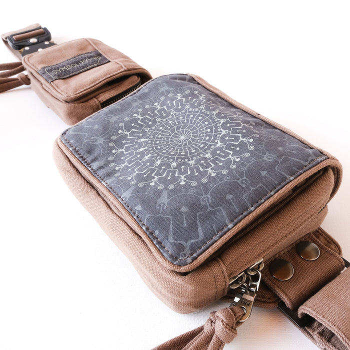 Shrooms Hora Belt Bag — Mushroom Mandala Art Belt Bag - Front View by Symbolika