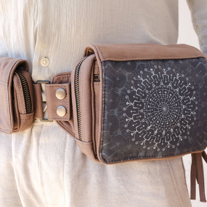 Shrooms Hora Belt Bag — Mushroom Mandala Art Belt Bag - Back View by Symbolika