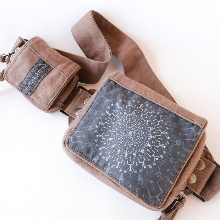 Shrooms Hora Belt Bag — Mushroom Mandala Art - Sacred Geometry Design Detail by Symbolika
