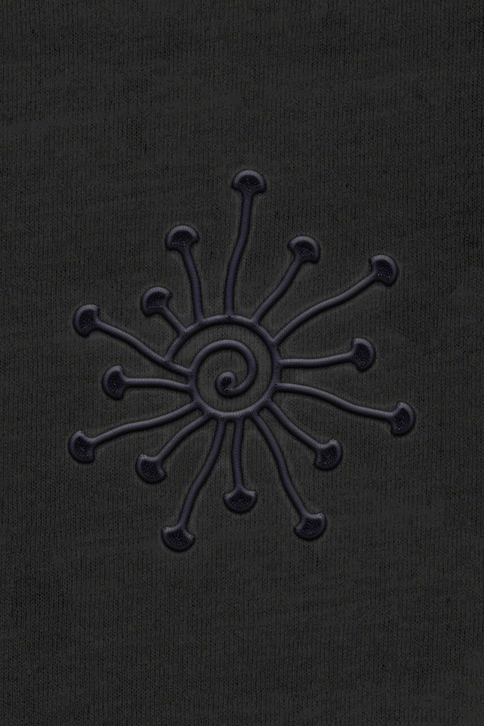 Shroomy - Monochrome Embroidery Men Sweatshirt - Dark - symbolika