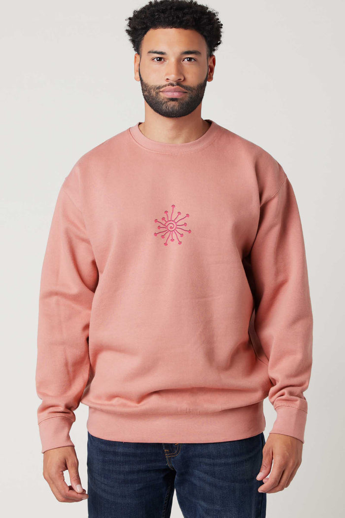 Shroomy - Monochrome Embroidery Men Sweatshirt - Rose - symbolika
