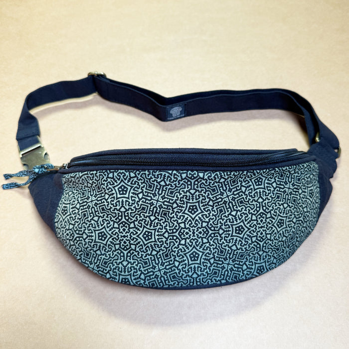 Shroomy Fanny Pack Black — Psilocybin Mushroom Art Fanny Pack - Front View by Symbolika