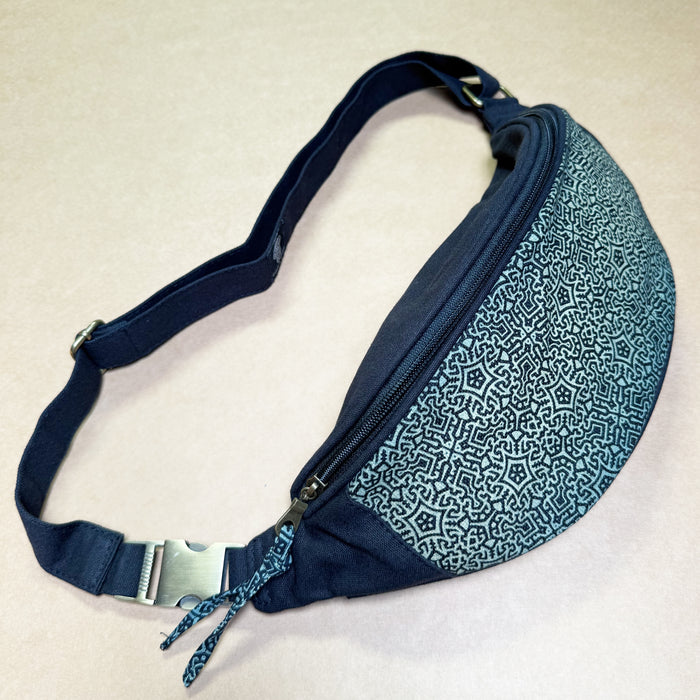 Shroomy Fanny Pack Black — Psilocybin Mushroom Art Fanny Pack - Back View by Symbolika