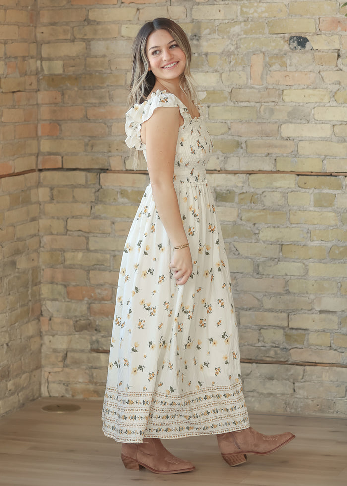 Sleeveless Floral Ruffle Strap Midi Dress - FINAL SALE FF Dresses
