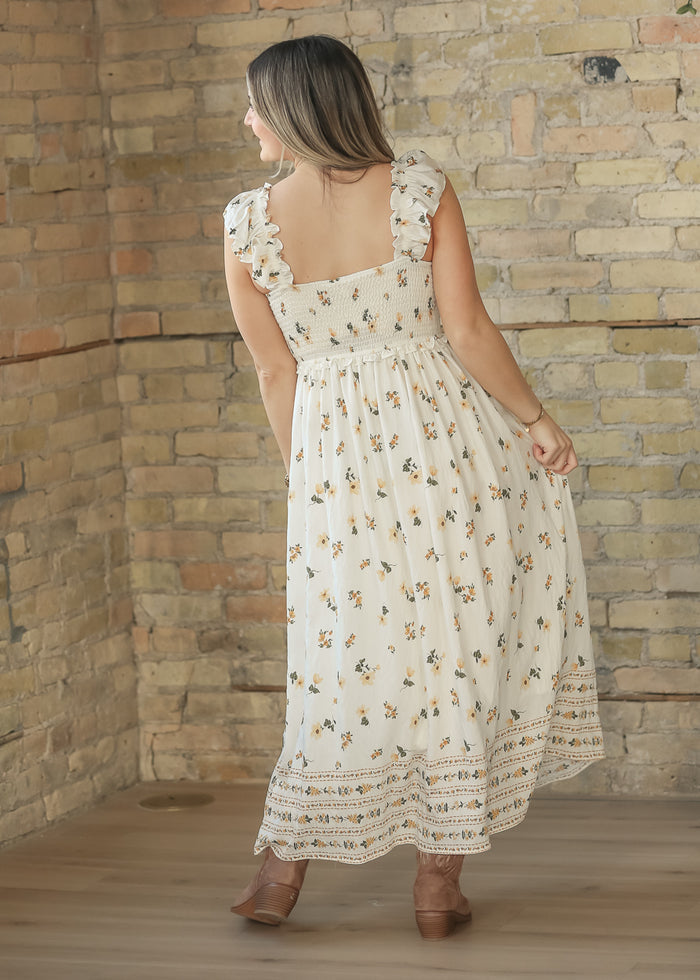 Sleeveless Floral Ruffle Strap Midi Dress - FINAL SALE FF Dresses