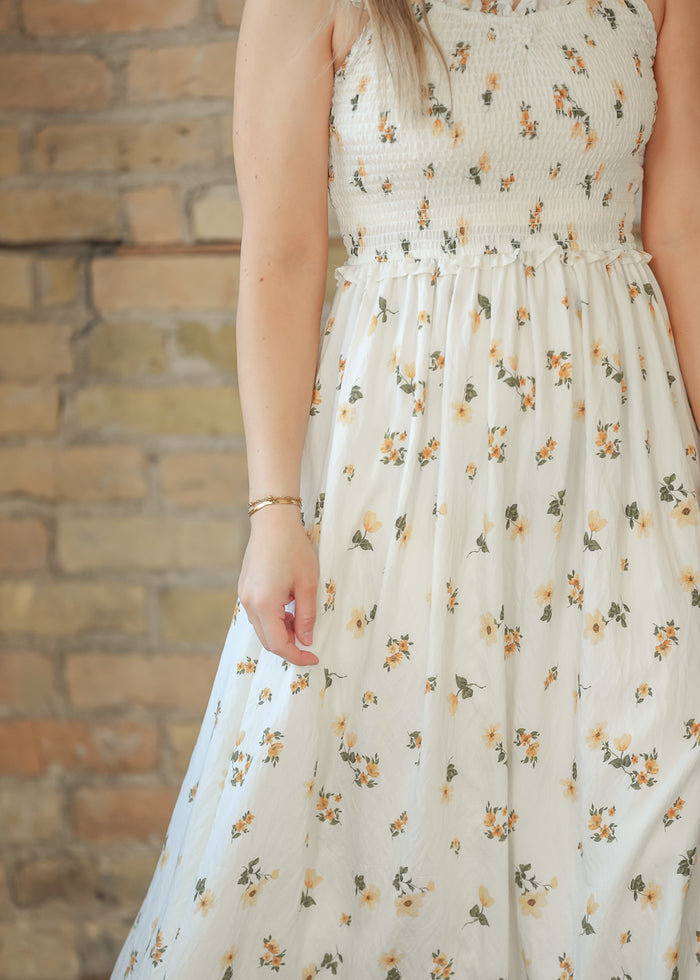Sleeveless Floral Ruffle Strap Midi Dress - FINAL SALE FF Dresses