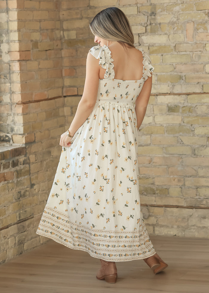 Sleeveless Floral Ruffle Strap Midi Dress - FINAL SALE FF Dresses