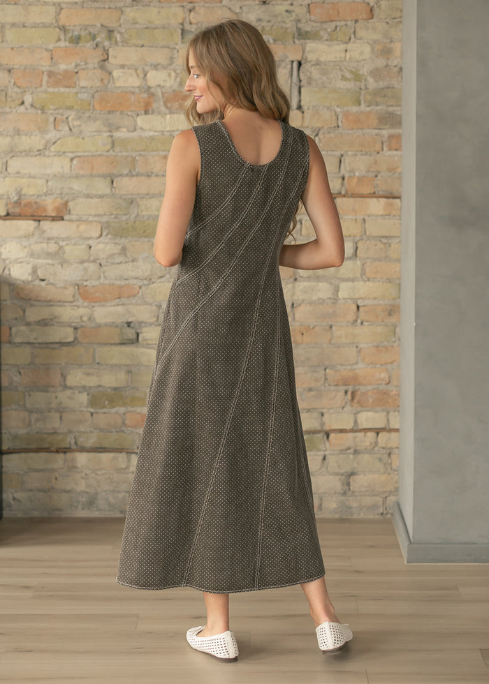 Sleeveless Mini Polka Dot Midi Dress FF Dresses