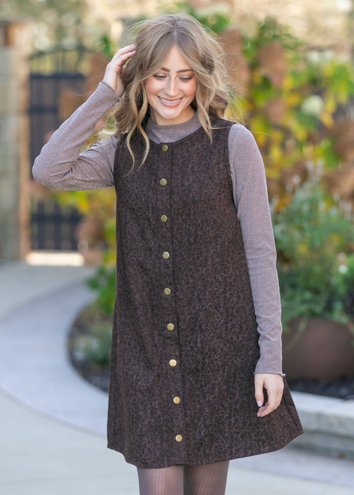 Sleeveless Printed Button Down Midi Dress FF Dresses