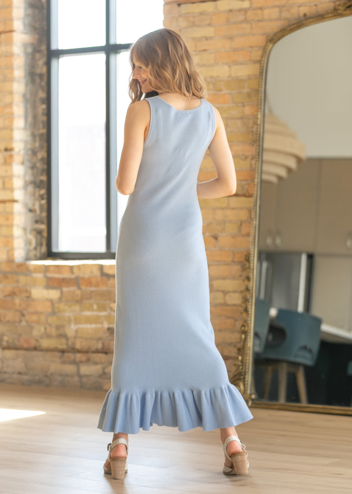 Sleeveless Ruffle Ribbed Maxi Dress FF Dresses