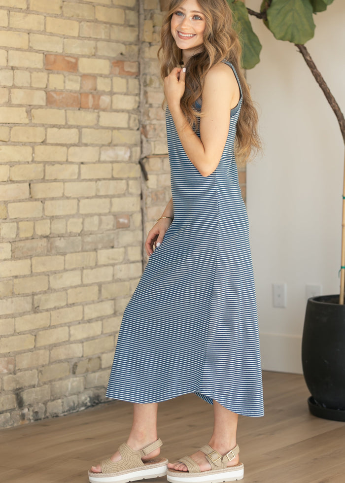 Sleeveless Washed Stripe Maxi Dress FF Dresses