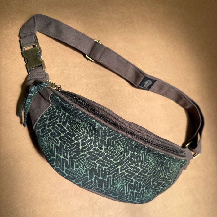 Snaxagons Gradient Fanny Pack — Serpentine Tessellation Art Fanny Pack - Front View by Symbolika