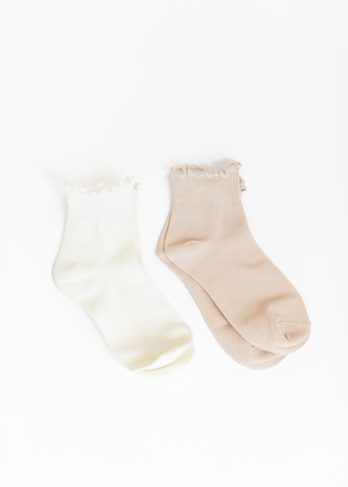 Solid Color Ruffle Ankle Socks Accessories